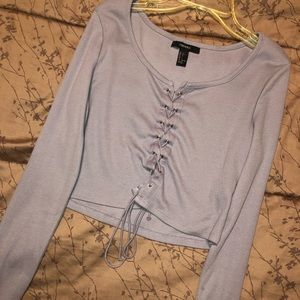 Grey long sleeve crop top